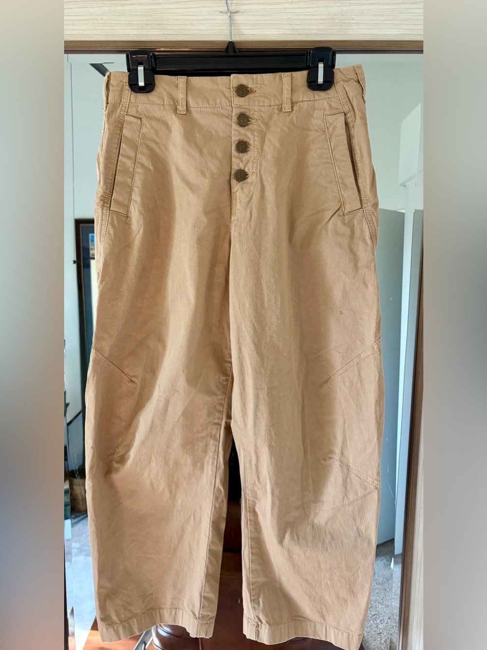 Pilcro The Arin Mid-Rise Button-Front Barrel Pants Linen Blend Edition size 29P
